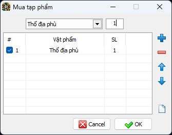 Ví dụ cấu hình mua Thổ Địa Phù