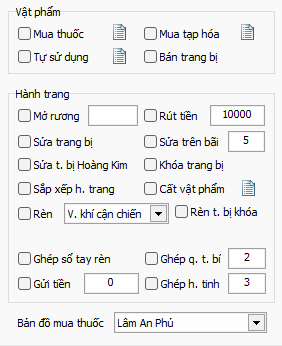 Giao diện Tab Hành trang