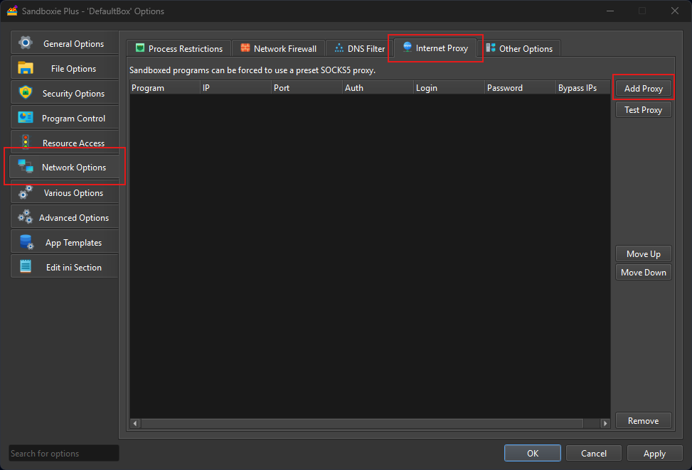Thêm proxy vào sandbox
