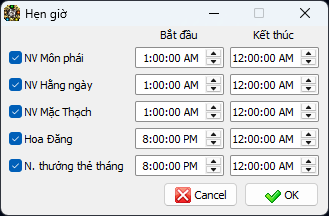 Ví dụ cấu hình hẹn giờ tác vụ