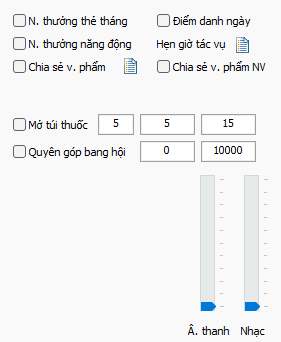Giao diện Tab Tiện ích